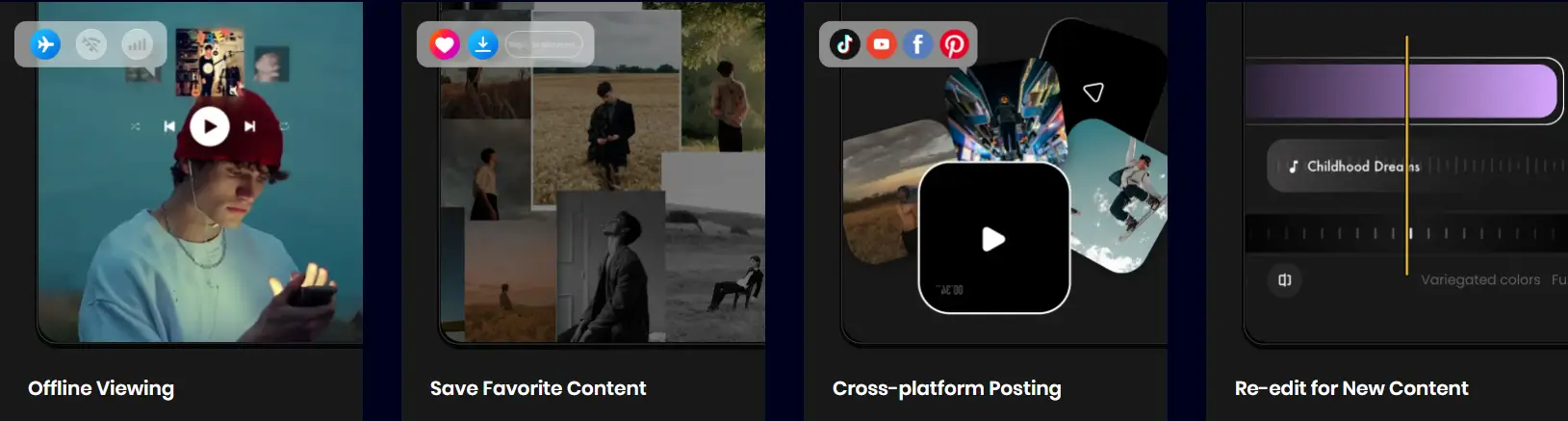 use cases: offline viewing, save video, re-post, re-edit